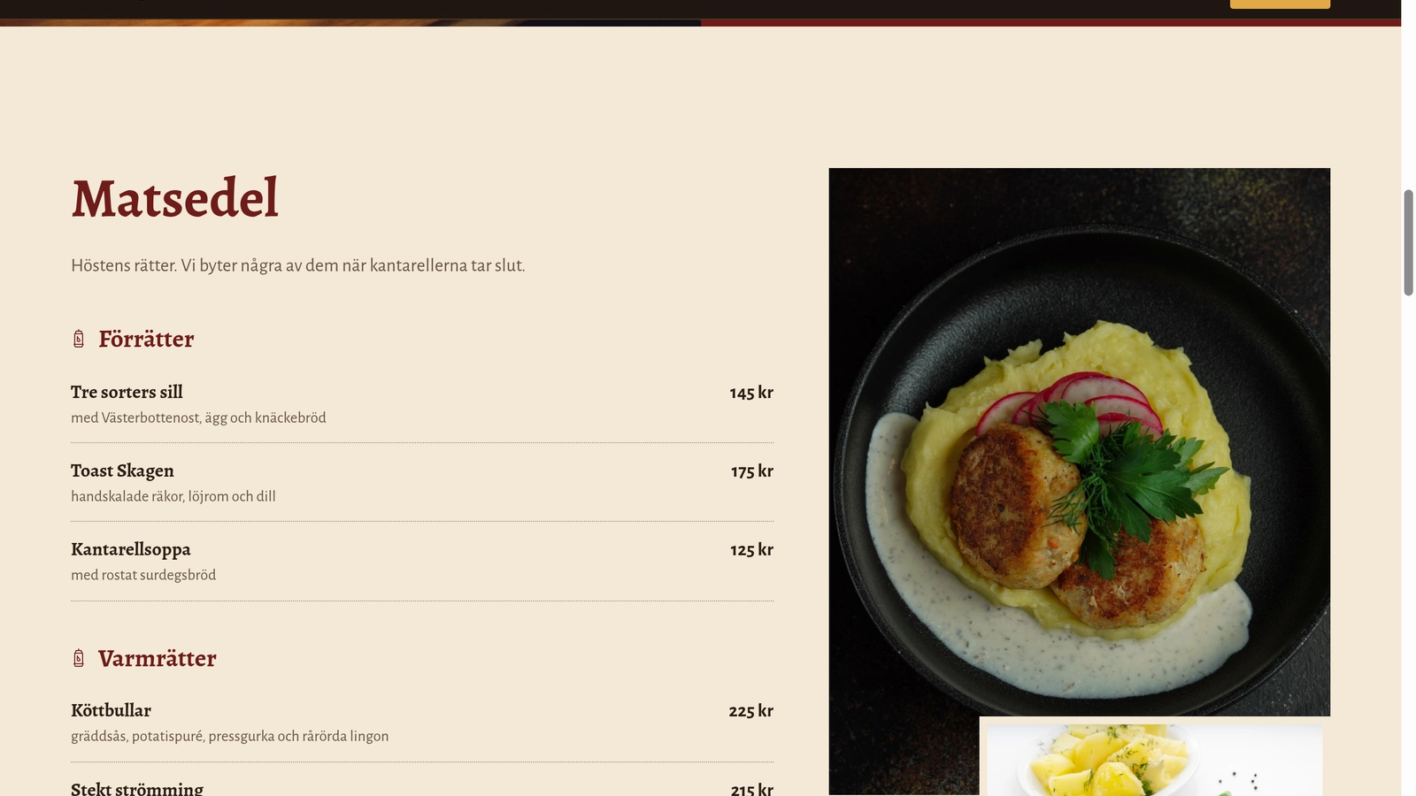 Cellar Restaurant Website view 2
