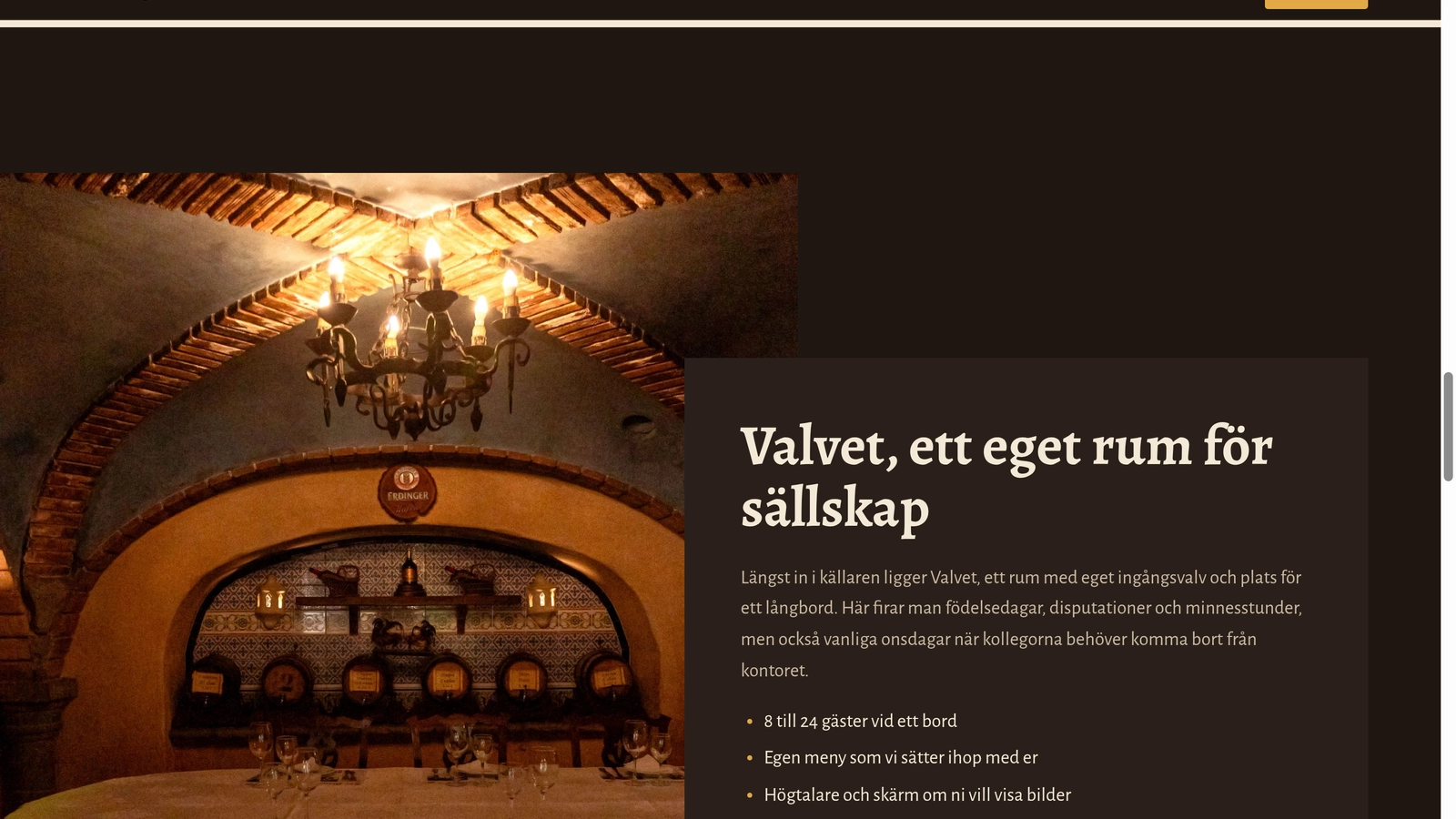 Cellar Restaurant Website view 3